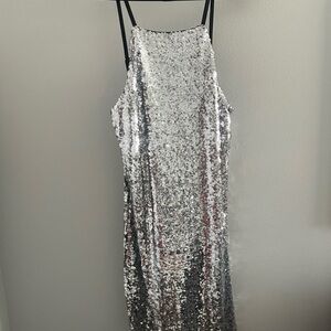 Altar'd State Silver Sequin Mini Dress
